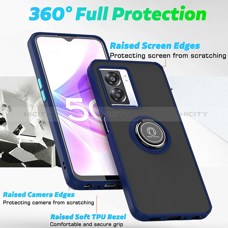 Funda Bumper Silicona y Plastico Mate Carcasa con Magnetico Anillo de dedo Soporte QW2 para Realme Q5i 5G