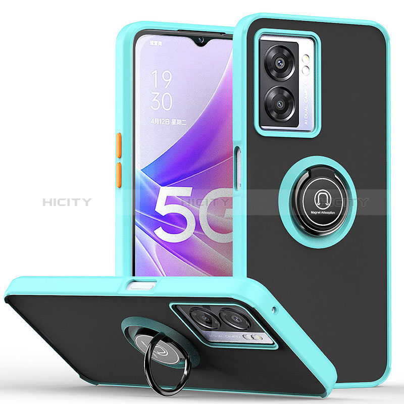 Funda Bumper Silicona y Plastico Mate Carcasa con Magnetico Anillo de dedo Soporte QW2 para Realme Q5i 5G