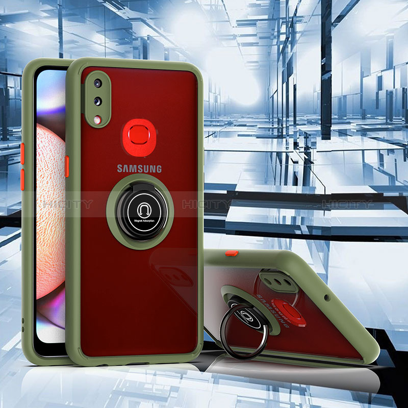 Funda Bumper Silicona y Plastico Mate Carcasa con Magnetico Anillo de dedo Soporte QW2 para Samsung Galaxy A10s