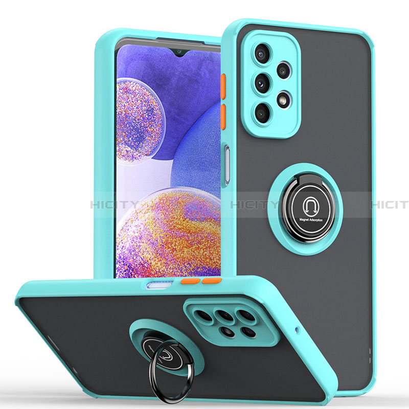 Funda Bumper Silicona y Plastico Mate Carcasa con Magnetico Anillo de dedo Soporte QW2 para Samsung Galaxy A23 4G