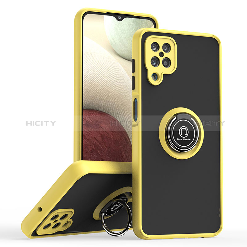 Funda Bumper Silicona y Plastico Mate Carcasa con Magnetico Anillo de dedo Soporte QW2 para Samsung Galaxy F12