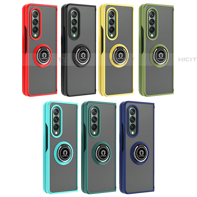 Funda Bumper Silicona y Plastico Mate Carcasa con Magnetico Anillo de dedo Soporte QW2 para Samsung Galaxy Z Fold4 5G