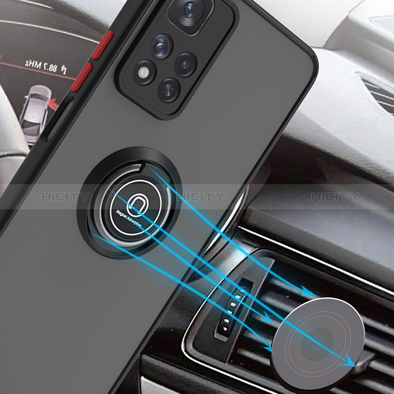 Funda Bumper Silicona y Plastico Mate Carcasa con Magnetico Anillo de dedo Soporte QW2 para Xiaomi Mi 11i 5G (2022)