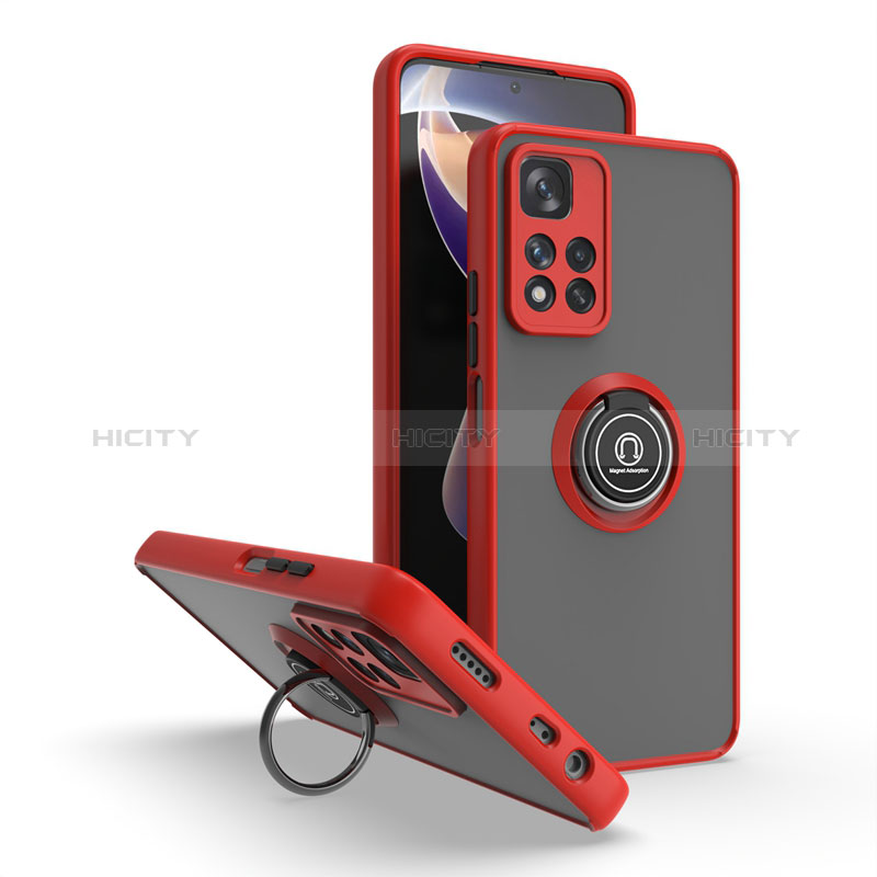 Funda Bumper Silicona y Plastico Mate Carcasa con Magnetico Anillo de dedo Soporte QW2 para Xiaomi Mi 11i 5G (2022)