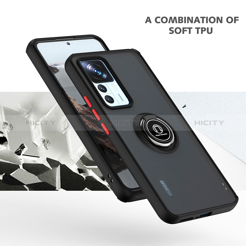 Funda Bumper Silicona y Plastico Mate Carcasa con Magnetico Anillo de dedo Soporte QW2 para Xiaomi Mi 12T 5G