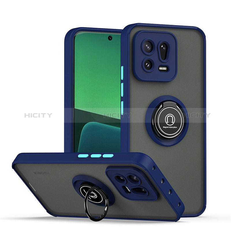 Funda Bumper Silicona y Plastico Mate Carcasa con Magnetico Anillo de dedo Soporte QW2 para Xiaomi Mi 13 Pro 5G