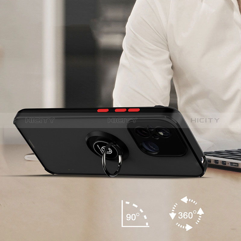 Funda Bumper Silicona y Plastico Mate Carcasa con Magnetico Anillo de dedo Soporte QW2 para Xiaomi Redmi 12C 4G
