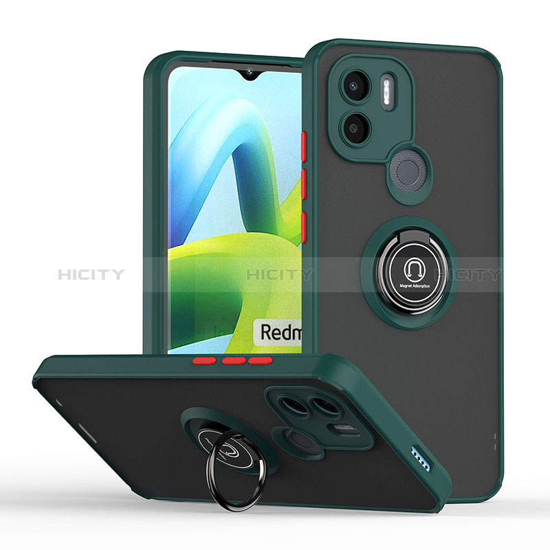 Funda Bumper Silicona y Plastico Mate Carcasa con Magnetico Anillo de dedo Soporte QW2 para Xiaomi Redmi A1 Plus Verde Noche