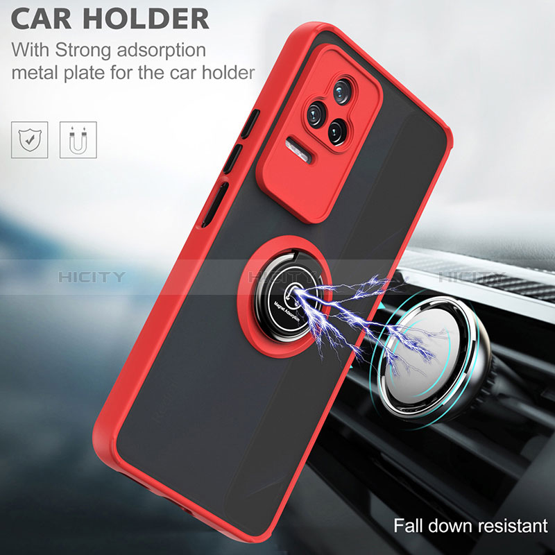 Funda Bumper Silicona y Plastico Mate Carcasa con Magnetico Anillo de dedo Soporte QW2 para Xiaomi Redmi K50 5G