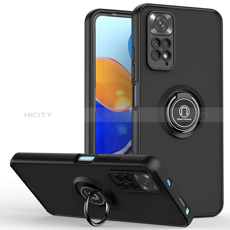 Funda Bumper Silicona y Plastico Mate Carcasa con Magnetico Anillo de dedo Soporte QW2 para Xiaomi Redmi Note 11S 4G