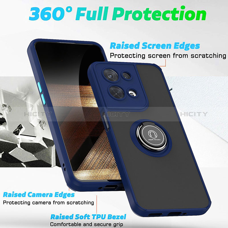 Funda Bumper Silicona y Plastico Mate Carcasa con Magnetico Anillo de dedo Soporte QW2 para Xiaomi Redmi Note 13 5G