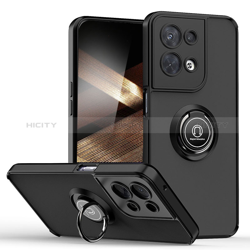 Funda Bumper Silicona y Plastico Mate Carcasa con Magnetico Anillo de dedo Soporte QW2 para Xiaomi Redmi Note 13 5G Negro