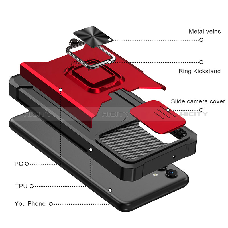 Funda Bumper Silicona y Plastico Mate Carcasa con Magnetico Anillo de dedo Soporte QW3 para Samsung Galaxy A04s