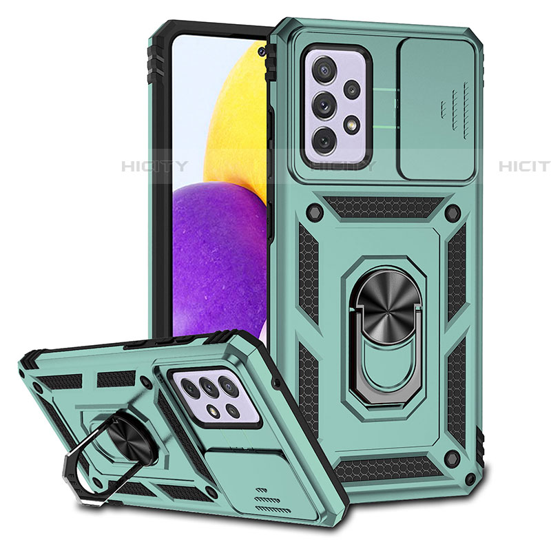 Funda Bumper Silicona y Plastico Mate Carcasa con Magnetico Anillo de dedo Soporte QW3 para Samsung Galaxy A72 4G