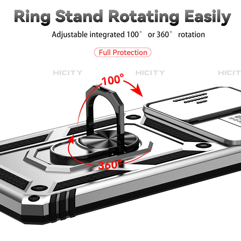 Funda Bumper Silicona y Plastico Mate Carcasa con Magnetico Anillo de dedo Soporte QW3 para Samsung Galaxy A73 5G