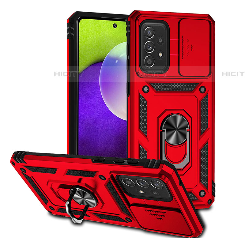 Funda Bumper Silicona y Plastico Mate Carcasa con Magnetico Anillo de dedo Soporte QW3 para Samsung Galaxy A73 5G