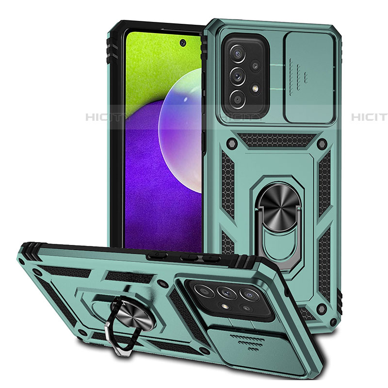 Funda Bumper Silicona y Plastico Mate Carcasa con Magnetico Anillo de dedo Soporte QW3 para Samsung Galaxy A73 5G