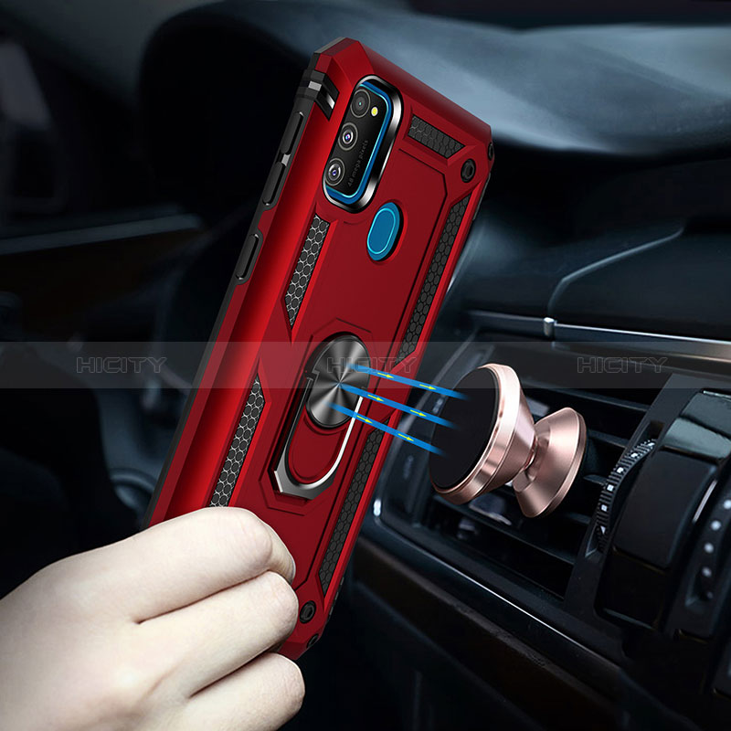 Funda Bumper Silicona y Plastico Mate Carcasa con Magnetico Anillo de dedo Soporte QW3 para Samsung Galaxy M30s