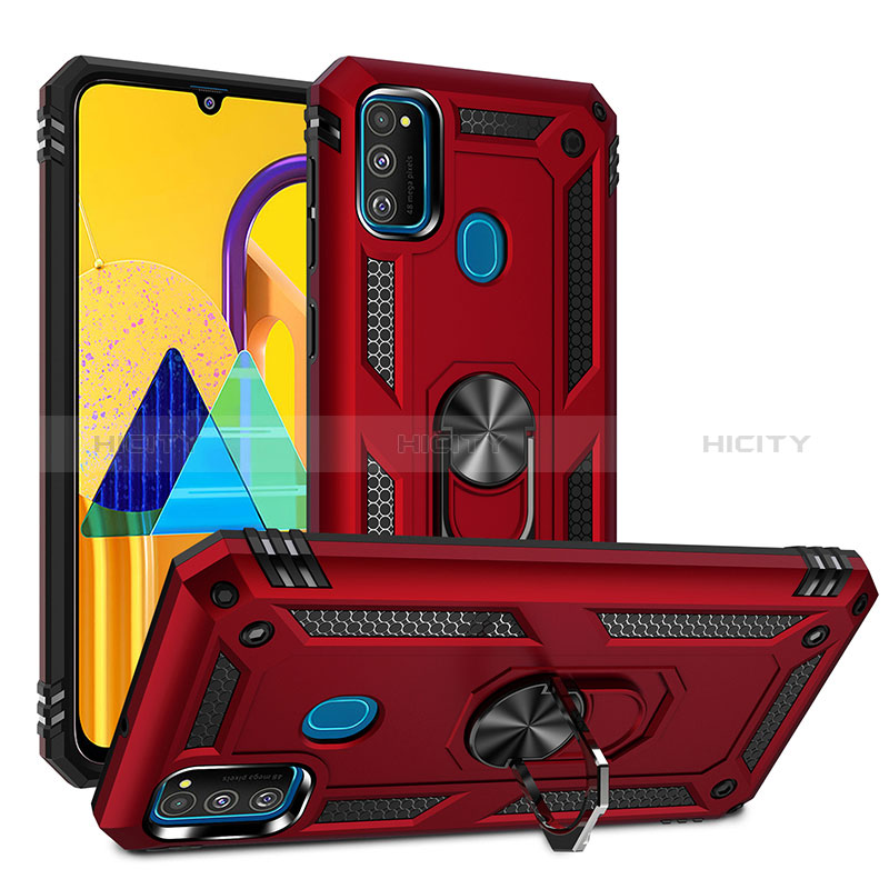 Funda Bumper Silicona y Plastico Mate Carcasa con Magnetico Anillo de dedo Soporte QW3 para Samsung Galaxy M30s