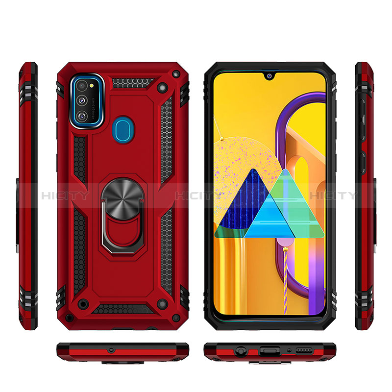 Funda Bumper Silicona y Plastico Mate Carcasa con Magnetico Anillo de dedo Soporte QW3 para Samsung Galaxy M30s