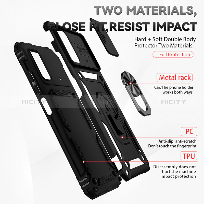 Funda Bumper Silicona y Plastico Mate Carcasa con Magnetico Anillo de dedo Soporte QW3 para Xiaomi Poco M4 Pro 4G