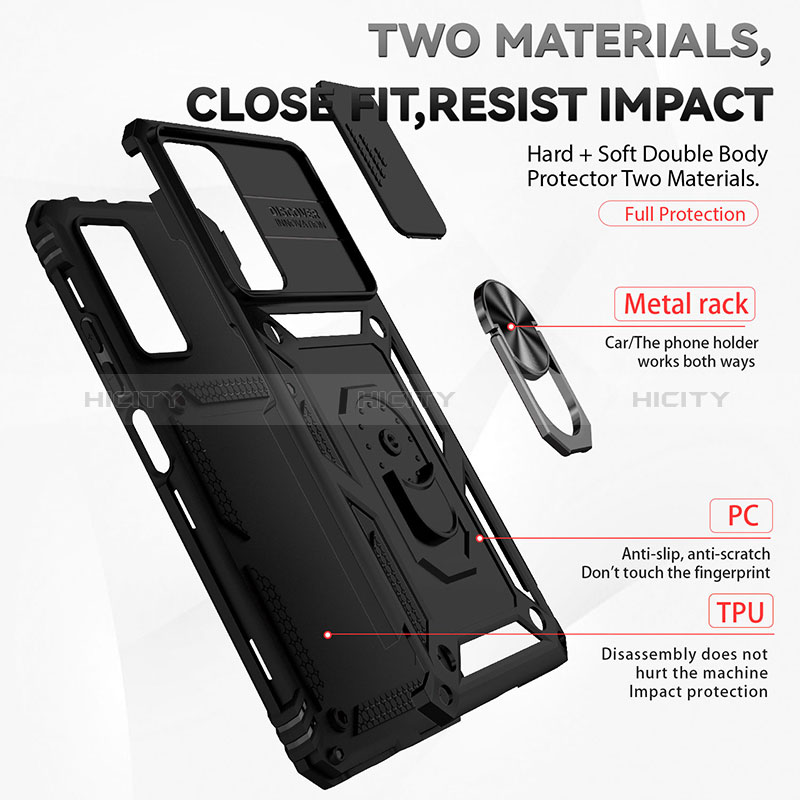 Funda Bumper Silicona y Plastico Mate Carcasa con Magnetico Anillo de dedo Soporte QW3 para Xiaomi Poco X4 NFC