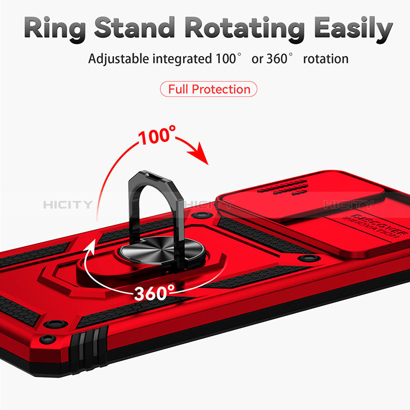 Funda Bumper Silicona y Plastico Mate Carcasa con Magnetico Anillo de dedo Soporte QW3 para Xiaomi Poco X4 NFC