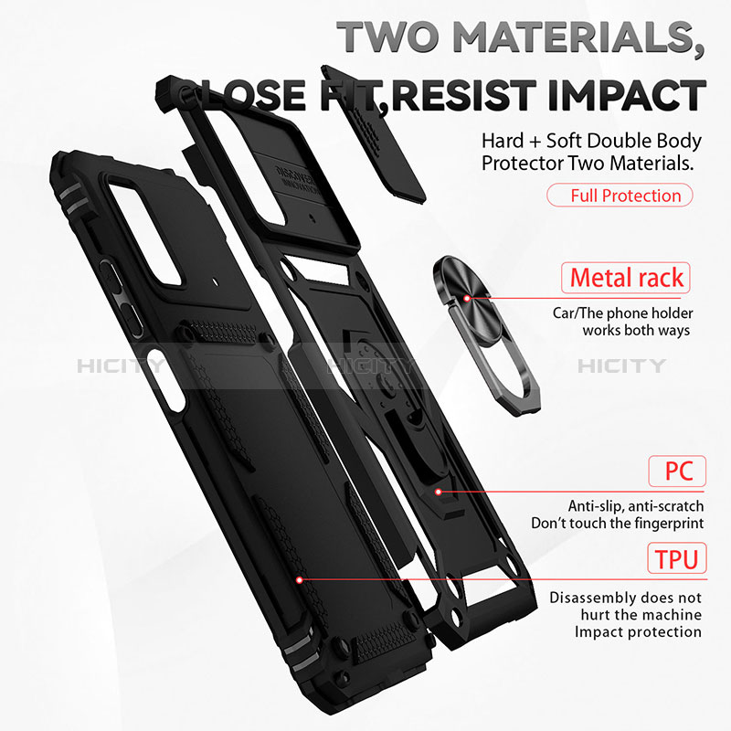 Funda Bumper Silicona y Plastico Mate Carcasa con Magnetico Anillo de dedo Soporte QW3 para Xiaomi Redmi Note 11E Pro 5G