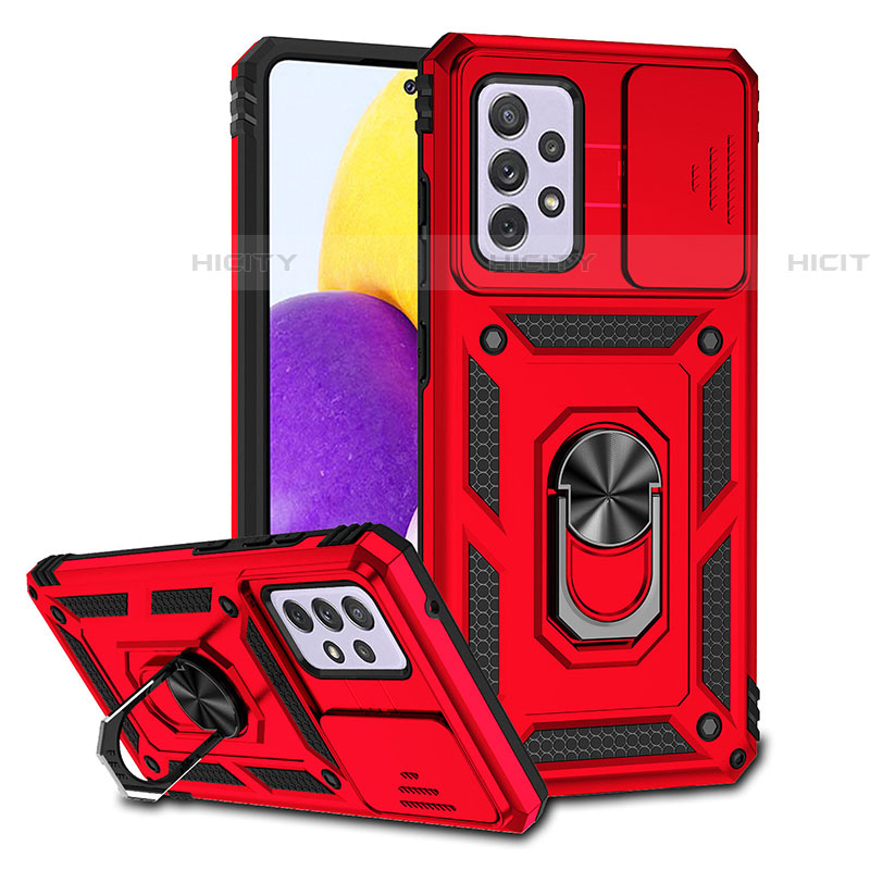 Funda Bumper Silicona y Plastico Mate Carcasa con Magnetico Anillo de dedo Soporte QW6 para Samsung Galaxy A52 5G