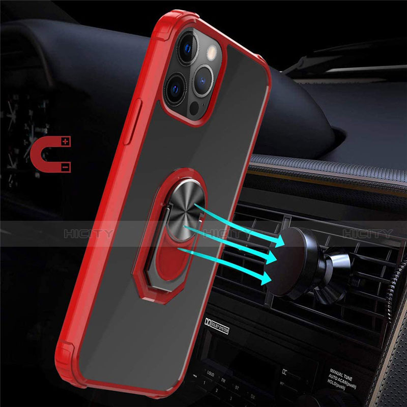 Funda Bumper Silicona y Plastico Mate Carcasa con Magnetico Anillo de dedo Soporte R01 para Apple iPhone 12 Pro Max