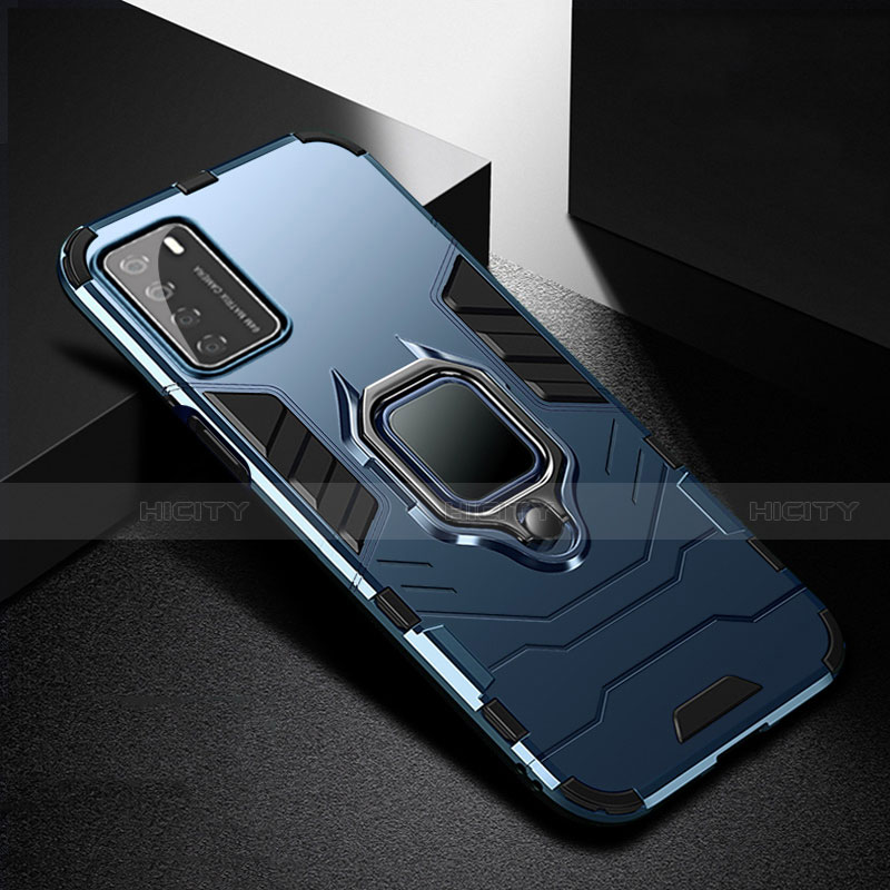 Funda Bumper Silicona y Plastico Mate Carcasa con Magnetico Anillo de dedo Soporte R01 para Huawei Honor Play4 5G