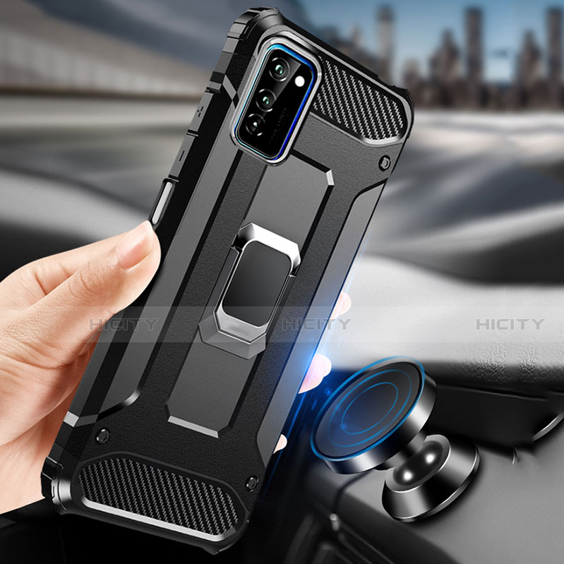 Funda Bumper Silicona y Plastico Mate Carcasa con Magnetico Anillo de dedo Soporte R01 para Huawei Honor V30 5G