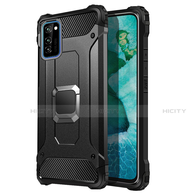 Funda Bumper Silicona y Plastico Mate Carcasa con Magnetico Anillo de dedo Soporte R01 para Huawei Honor V30 Pro 5G