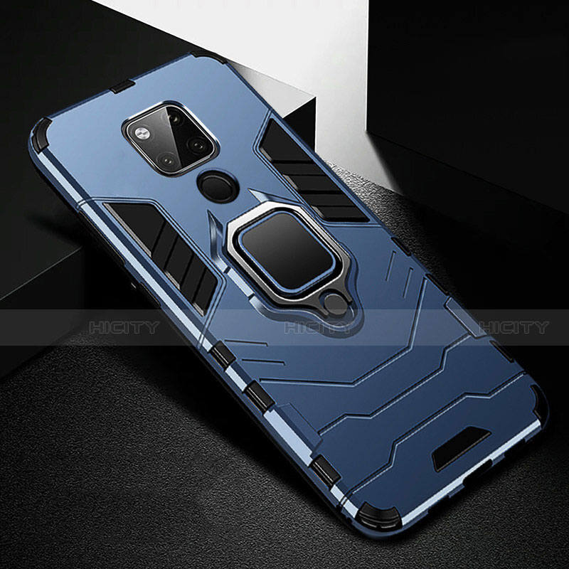 Funda Bumper Silicona y Plastico Mate Carcasa con Magnetico Anillo de dedo Soporte R01 para Huawei Mate 20 X 5G