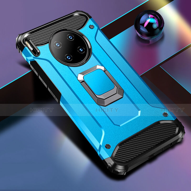 Funda Bumper Silicona y Plastico Mate Carcasa con Magnetico Anillo de dedo Soporte R01 para Huawei Mate 30