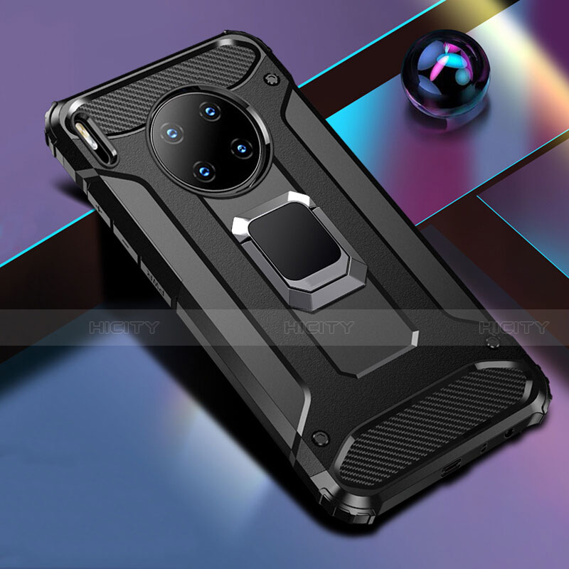 Funda Bumper Silicona y Plastico Mate Carcasa con Magnetico Anillo de dedo Soporte R01 para Huawei Mate 30 Pro 5G