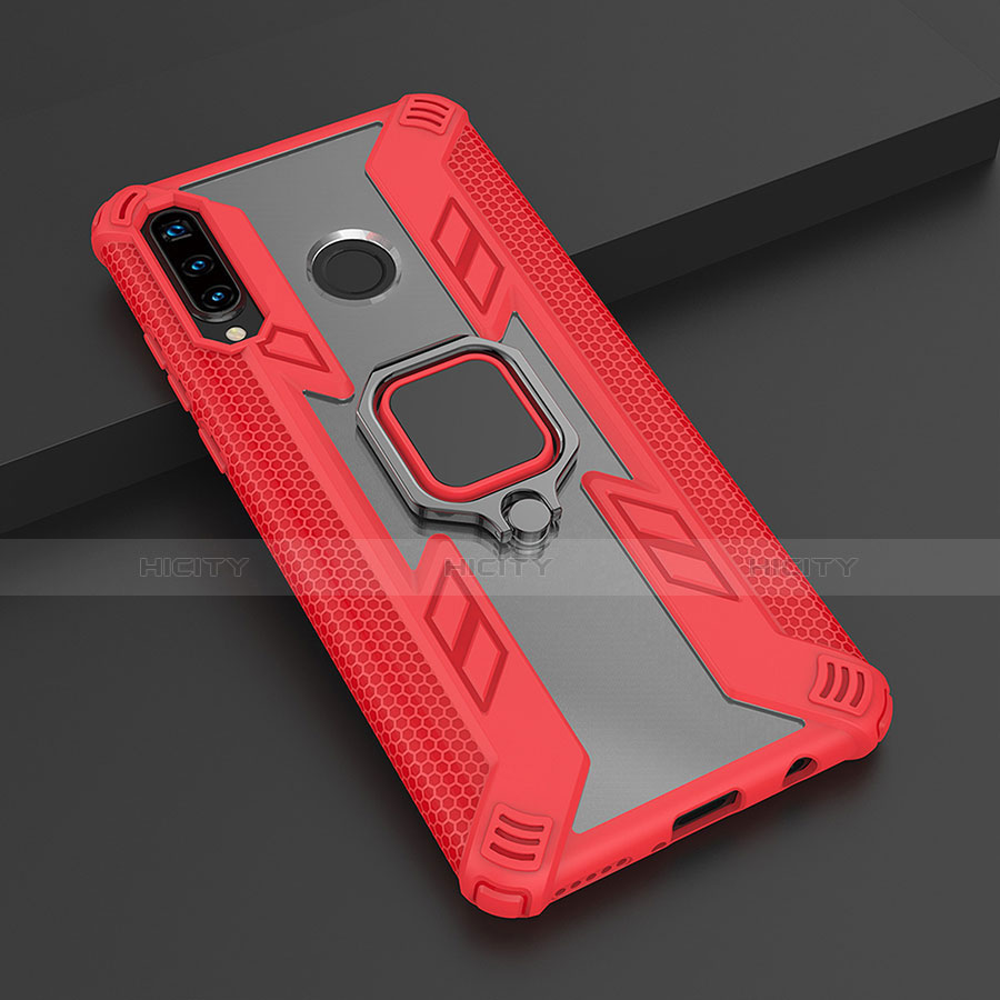 Funda Bumper Silicona y Plastico Mate Carcasa con Magnetico Anillo de dedo Soporte R01 para Huawei Nova 4e