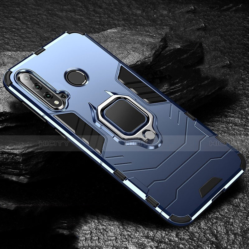 Funda Bumper Silicona y Plastico Mate Carcasa con Magnetico Anillo de dedo Soporte R01 para Huawei P20 Lite (2019)