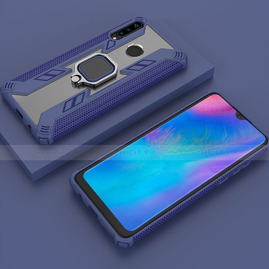 Funda Bumper Silicona y Plastico Mate Carcasa con Magnetico Anillo de dedo Soporte R01 para Huawei P30 Lite