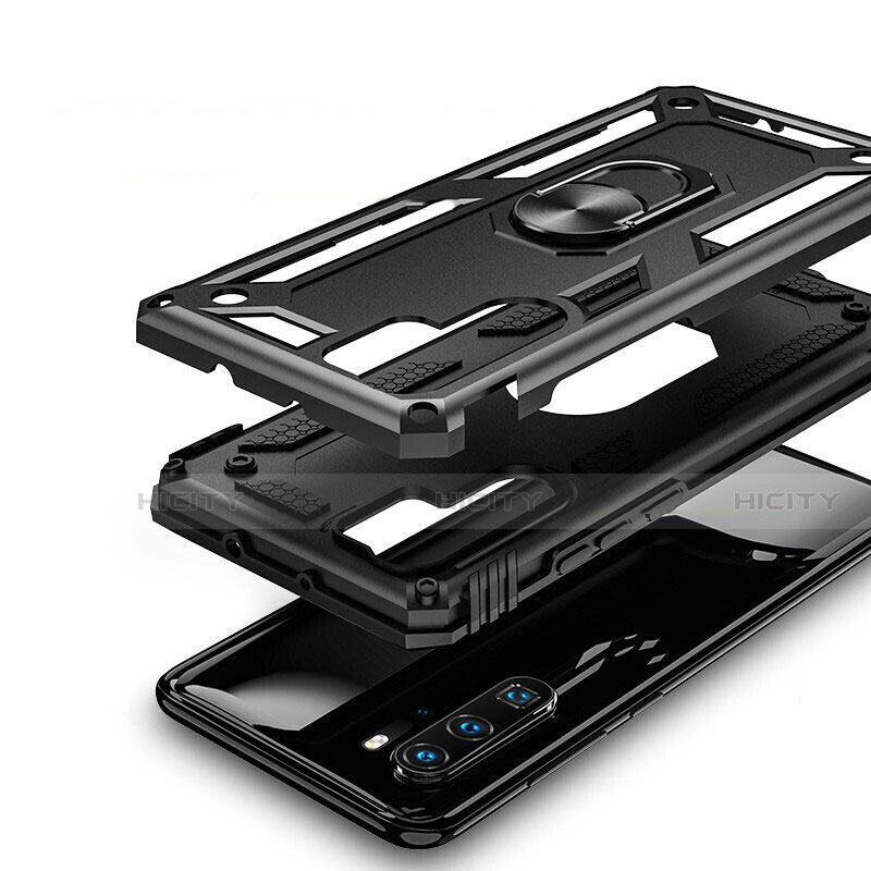 Funda Bumper Silicona y Plastico Mate Carcasa con Magnetico Anillo de dedo Soporte R01 para Huawei P30 Pro