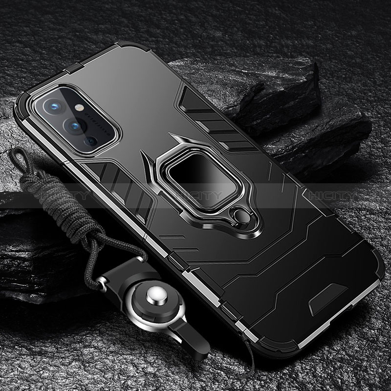 Funda Bumper Silicona y Plastico Mate Carcasa con Magnetico Anillo de dedo Soporte R01 para OnePlus 9 5G