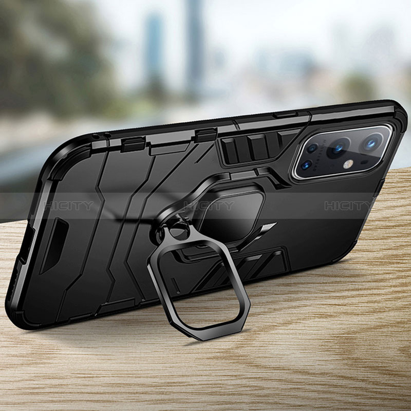 Funda Bumper Silicona y Plastico Mate Carcasa con Magnetico Anillo de dedo Soporte R01 para OnePlus 9 Pro 5G