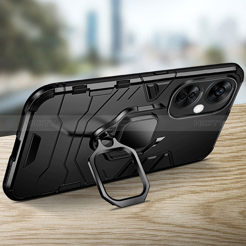 Funda Bumper Silicona y Plastico Mate Carcasa con Magnetico Anillo de dedo Soporte R01 para OnePlus Nord CE 3 5G