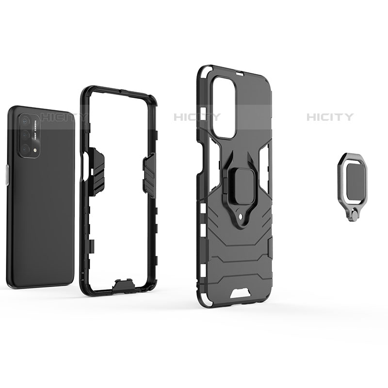 Funda Bumper Silicona y Plastico Mate Carcasa con Magnetico Anillo de dedo Soporte R01 para Oppo A93 5G