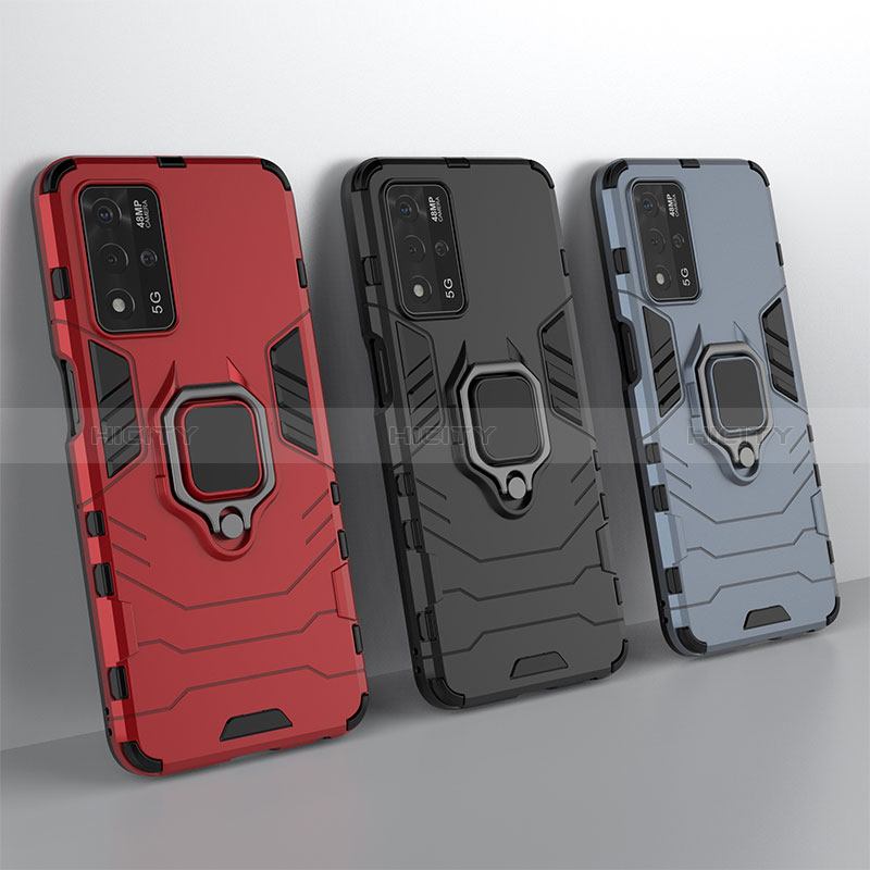 Funda Bumper Silicona y Plastico Mate Carcasa con Magnetico Anillo de dedo Soporte R01 para Oppo A93s 5G