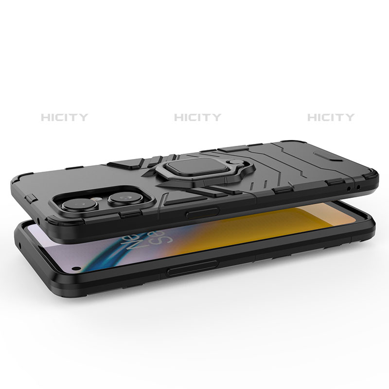 Funda Bumper Silicona y Plastico Mate Carcasa con Magnetico Anillo de dedo Soporte R01 para Oppo F21 Pro 5G