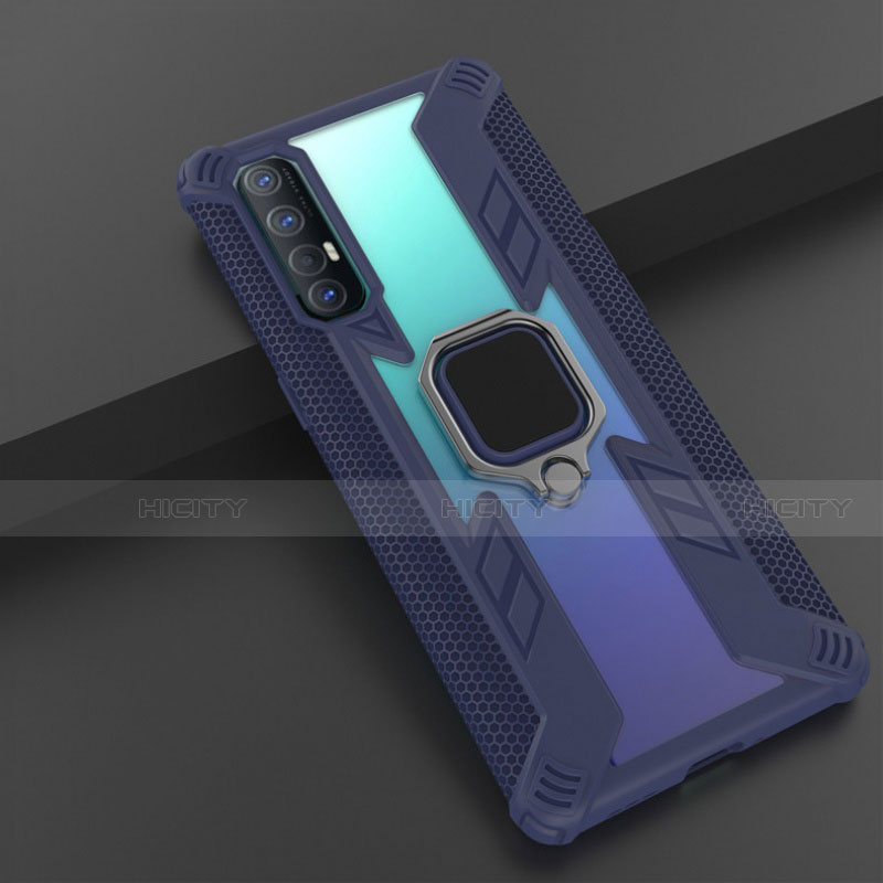 Funda Bumper Silicona y Plastico Mate Carcasa con Magnetico Anillo de dedo Soporte R01 para Oppo Find X2 Neo