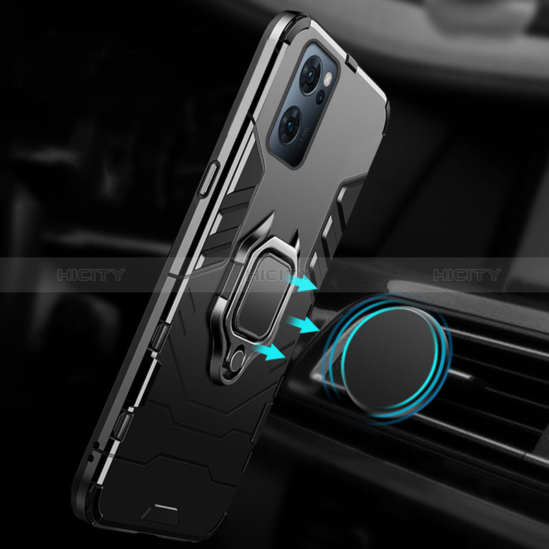 Funda Bumper Silicona y Plastico Mate Carcasa con Magnetico Anillo de dedo Soporte R01 para Oppo Find X5 Lite 5G