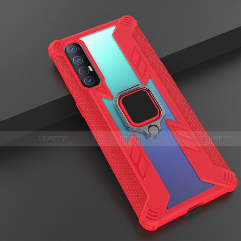 Funda Bumper Silicona y Plastico Mate Carcasa con Magnetico Anillo de dedo Soporte R01 para Oppo Reno3 Pro