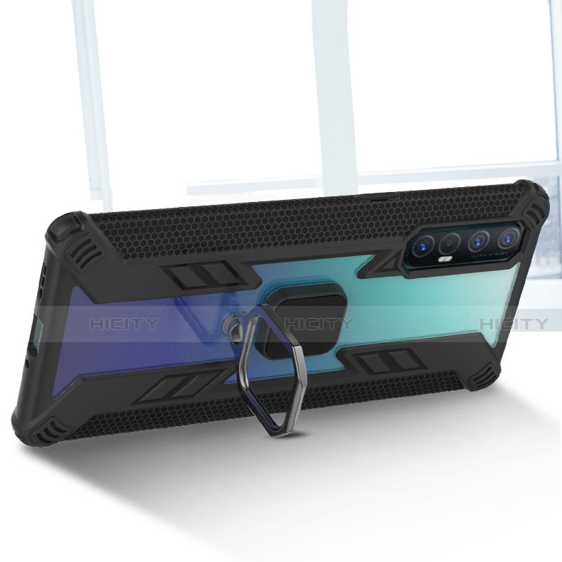 Funda Bumper Silicona y Plastico Mate Carcasa con Magnetico Anillo de dedo Soporte R01 para Oppo Reno3 Pro